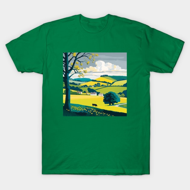 Farm House with Rolling Hills T-Shirt by Star Scrunch